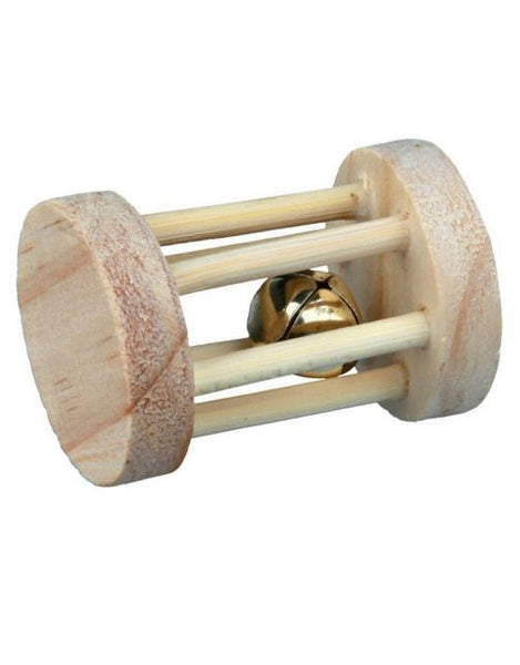 TRIXIE rouleau de jeu en bois avec clochette 7 x 5 cm