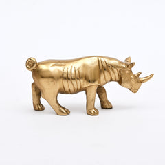 Figurine de rhinocéros de luxe | Décoration intérieure en aluminium fabriquée à la main | Doré