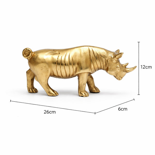 Figurine de rhinocéros de luxe | Décoration intérieure en aluminium fabriquée à la main | Doré