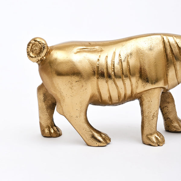 Figurine de rhinocéros de luxe | Décoration intérieure en aluminium fabriquée à la main | Doré
