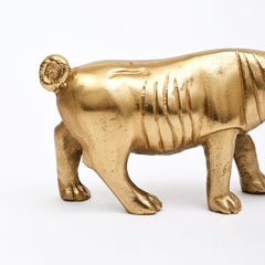 Figurine de rhinocéros de luxe | Décoration intérieure en aluminium fabriquée à la main | Doré