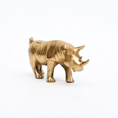 Figurine de rhinocéros de luxe | Décoration intérieure en aluminium fabriquée à la main | Doré