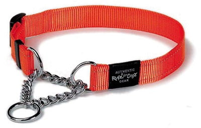ROGZ FOR DOGS LUMBERJACK HALFVREUGLOOSE HALSBAND ORANJE 25 MM X 43-73 CM