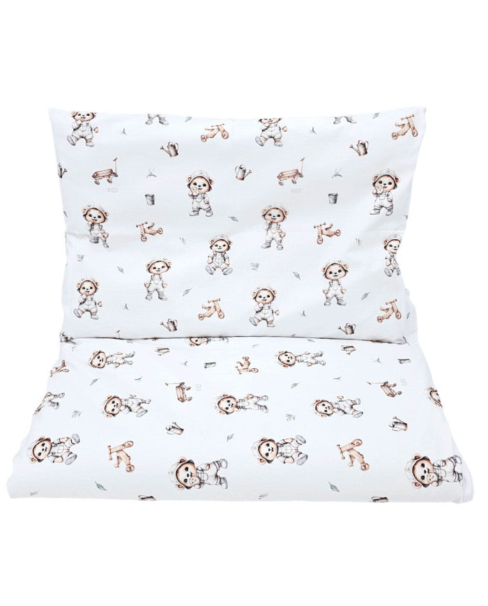 Printed cotton bedding - 2-piece 120x90 cm BUNNY GARDENER BEAR