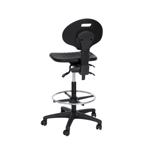 Chaise de travail Workliving B PUR Haute - Piètement nylon - Roulettes - Repose-pieds - Chaise de comptoir - Chaise de caisse - (Non montée)