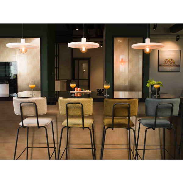 Workliving Tabouret de bar haut Bo - Velours Terre Armée