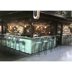 Workliving Tabouret de bar haut Bo - Velours Terre Armée