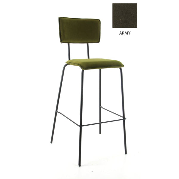 Workliving Tabouret de bar haut Bo - Velours Terre Armée