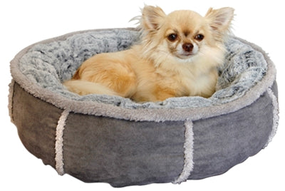 Plush donut dog bed grey 51 x 51 x 13 cm