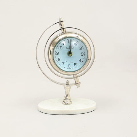 Horloge de bureau vintage en forme de globe terrestre avec base en marbre | Accent de table de luxe