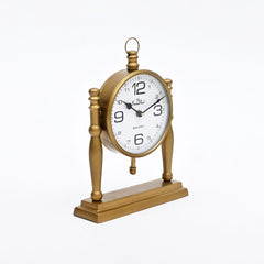 Antique Pillar Frame Desk Clock with Classic Vintage Finish