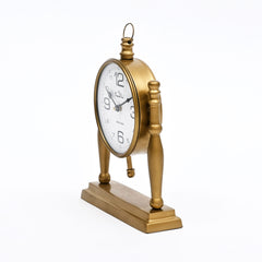 Antique Pillar Frame Desk Clock with Classic Vintage Finish