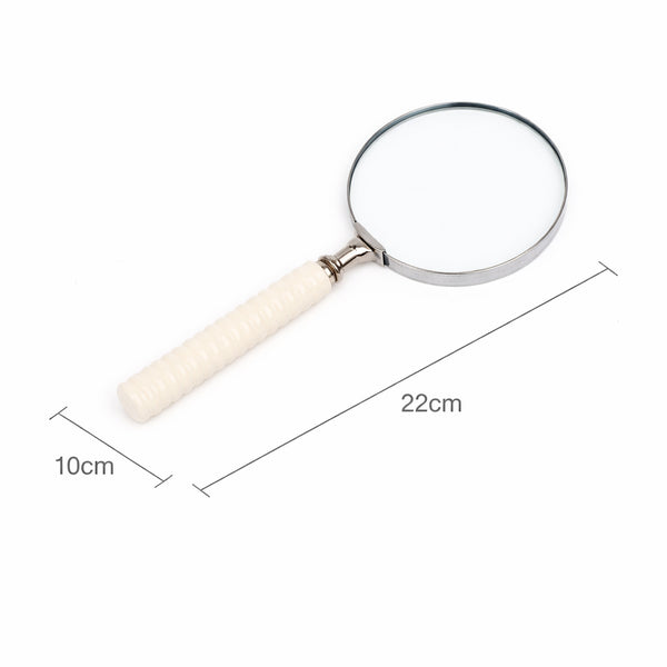Vergrootglas in Vintage Stijl met Gebeeldhouwde Hars Handgreep | Wit