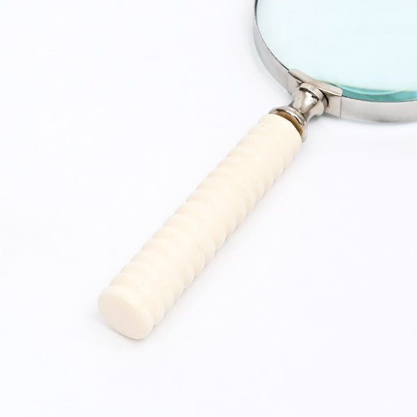 Vergrootglas in Vintage Stijl met Gebeeldhouwde Hars Handgreep | Wit