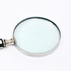 Klassiek geruit handvat vergrootglas in staal en hars | Zwart