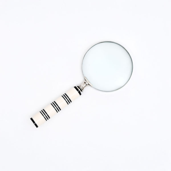 Elegante Crème & Zwart Vergrootglas met Handvat van Resin | Zwart