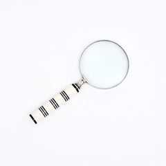 Elegante Crème & Zwart Vergrootglas met Handvat van Resin | Zwart