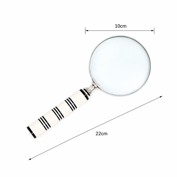 Elegante Crème & Zwart Vergrootglas met Handvat van Resin | Zwart