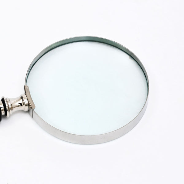 Elegante Crème & Zwart Vergrootglas met Handvat van Resin | Zwart