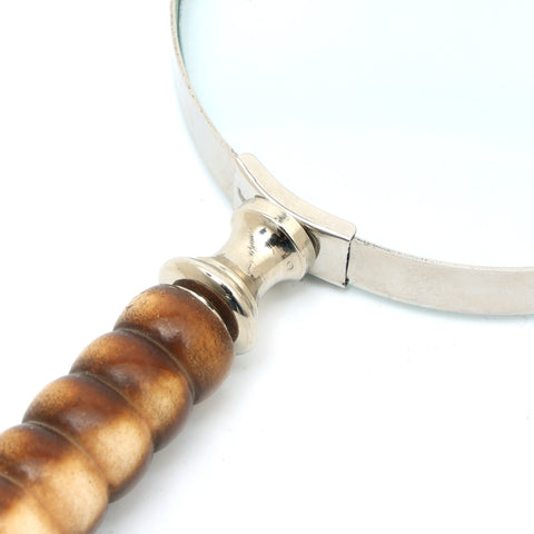 Loupe élégante à poignée en résine avec monture en acier | Marron