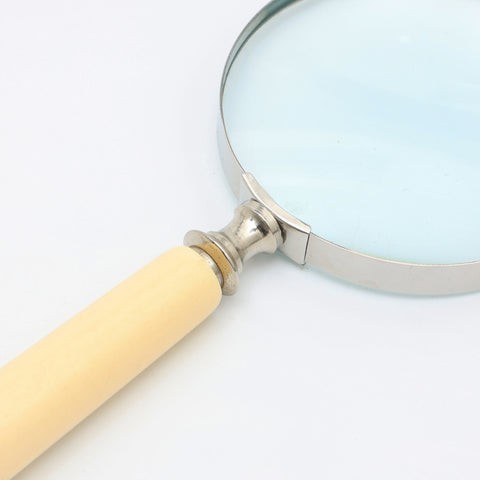Loupe de luxe à manche crème et monture en acier | Blanc