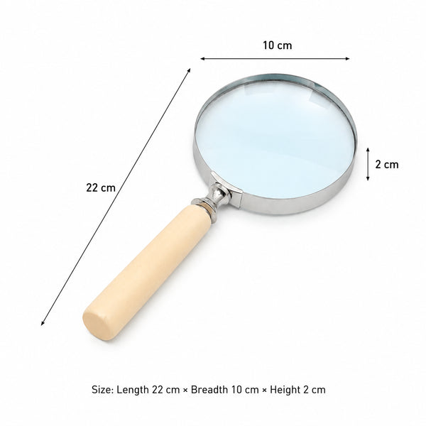 Luxe Vergrootglas met Crèmekleurig Handvat en Stalen Frame | Wit