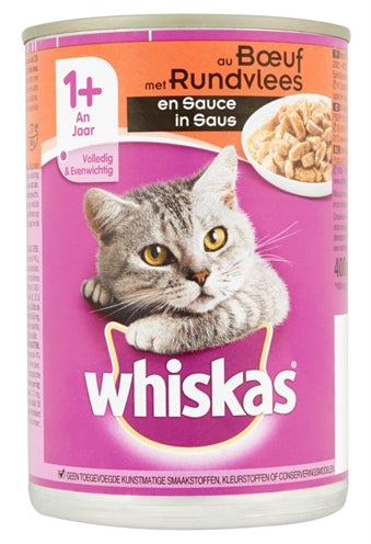 WHISKAS BLIK VOLWASSEN RUND IN SAUS 12X400 G