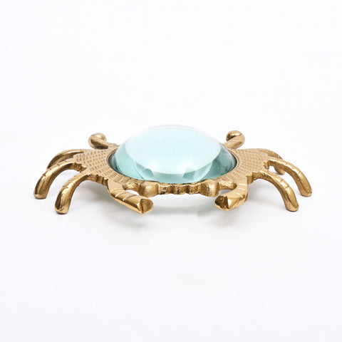 Loupe décorative de bureau en aluminium finition or, motif crabe