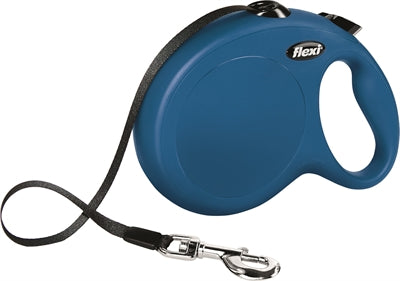 Laisse rétractable FLEXI Classic à ruban Bleu L 8 m