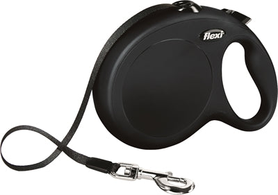 Laisse enrouleur FLEXI Classic ruban noir L 8 m