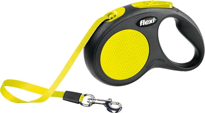 FLEXI oprolbare hondenriem New Classic Neon Tape Zwart/Geel S 5 m