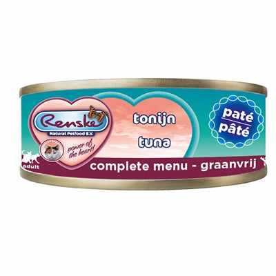Renske Vers Vlees Maaltijd voor Katten Verse Tonijn Paté Graanvrij 24 x 70 g
