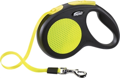 Laisse à enrouleur FLEXI New Classic Neon Sangle noir/jaune M 5 m
