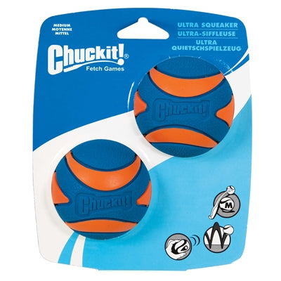 Chuckit Ultra Squeaker Ball Medium 6 cm 2 pièces
