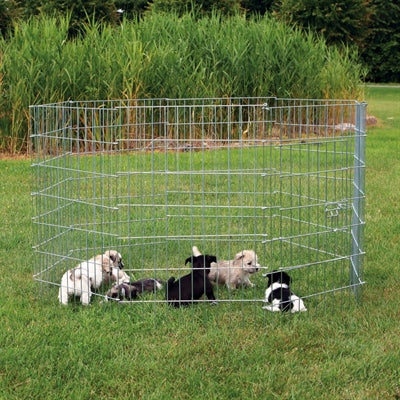 Parc pour chiots TRIXIE NATURA en métal galvanisé 8 panneaux diamètre 154 cm 61 x 91 cm