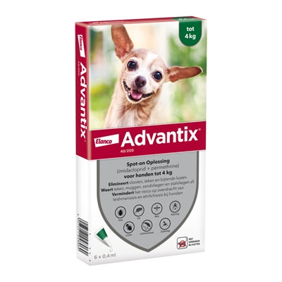 ELANCO ADVANTIX SPOT-ON 40/200 tot 4 kg - 4 pipetten