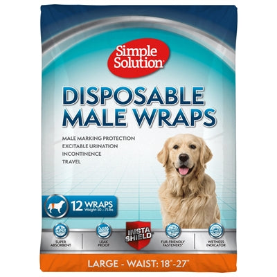 Simple Solution Ceinture urinaire jetable pour chiens mâles, Grande, 12 unités