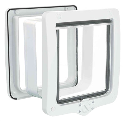 TRIXIE 4-way Cat Flap XL including Tunnel Piece, White, 24 x 28 cm