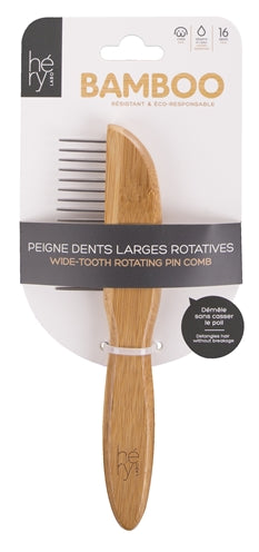 HERY LABO coarse bamboo comb with 16 rotating teeth