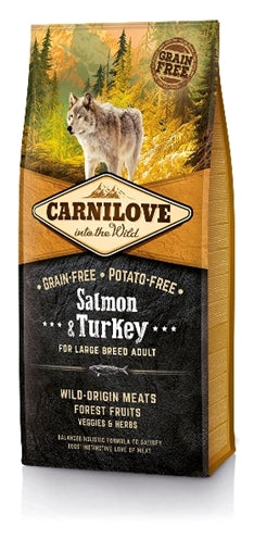Carnilove Zalm & Kalkoen Adult Grote Rassen 12 kg