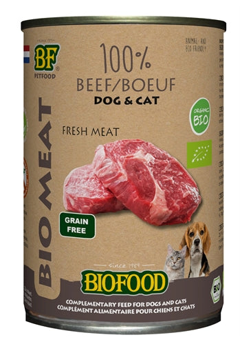 BF PETFOOD Biologische Hond 100% Rund Blikjes 12 x 400 g