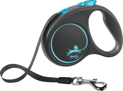 Flexi retractable leash black design tape blue S 5 m up to 15 kg