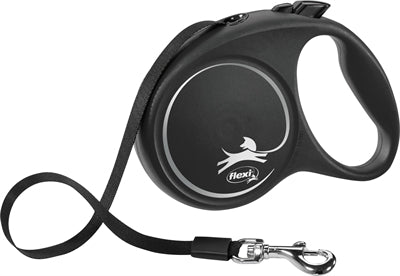 FLEXI retractable leash Black Design tape, black, M, 5 m, up to 25 kg