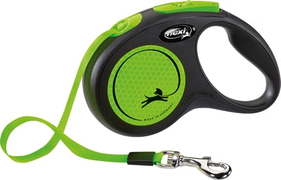 Flexi retractable leash New Classic neon tape black/green S 5 m up to 15 kg