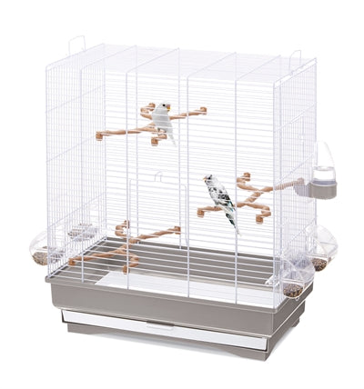 IMAC CAGE OISEAUX CARLOTTA TAUPE / BLANC 50x30x56 cm