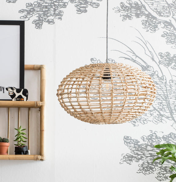 Pompoen hanglamp natuurlijk rotan
