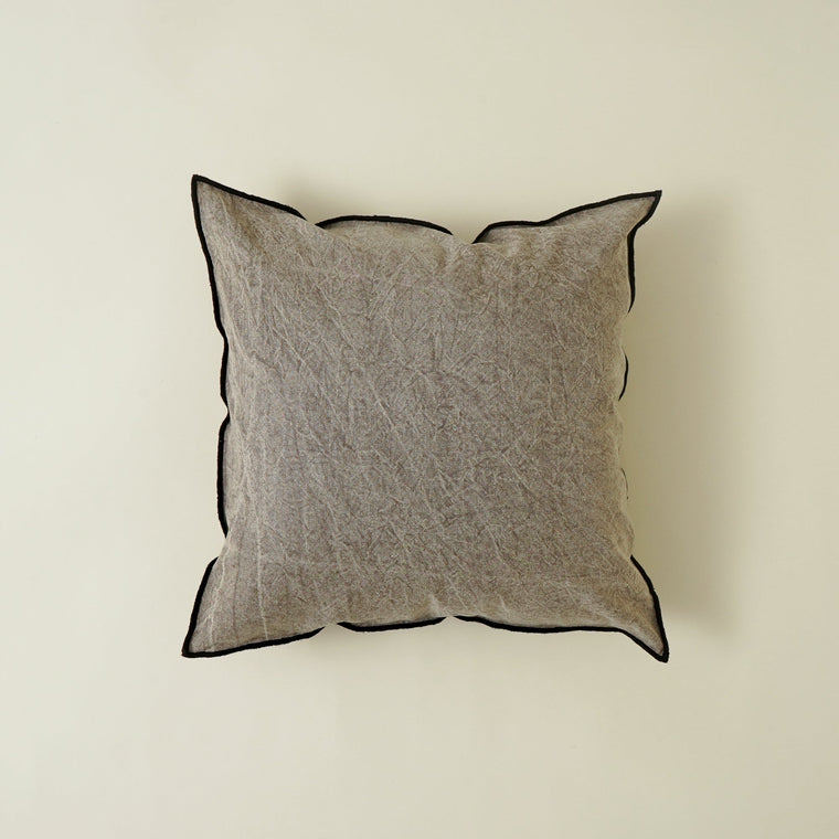 Handmade Cotton & Linen Cushion Cover – Beige, Brown & Green
