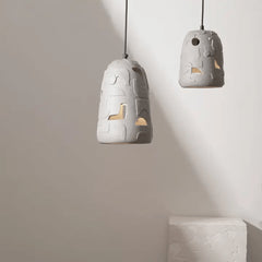 Suspension Petros – Luminaire suspendu artisanal en papier mâché gris moderne
