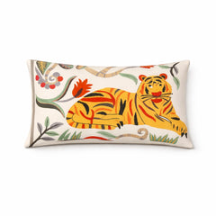 Coussin Coton Tigre Floral Safari 35 x 60 cm