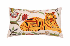 Coussin Coton Tigre Floral Safari 35 x 60 cm